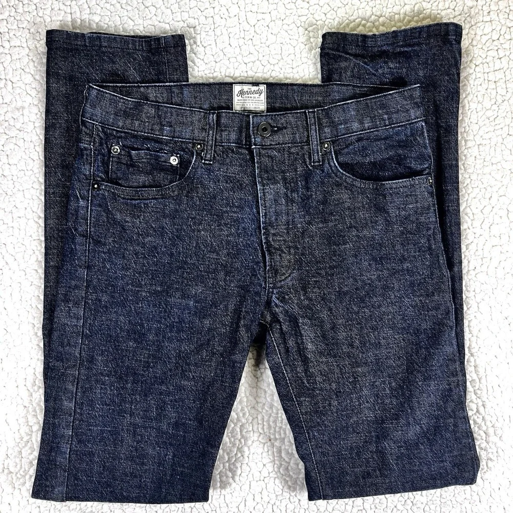 The‎ Kennedy Jeans Men's Size 32 (Actual 32x31.5) Black Blue Slim Straight Leg
